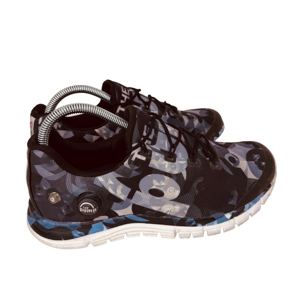 Reebok ZPump Fusion Womens 8.5 Running Shoes Geo Camo Black Blue V66745